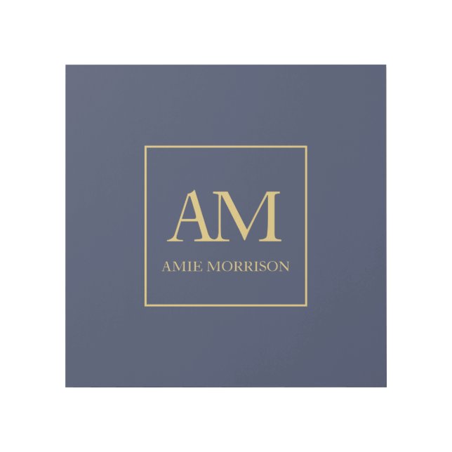Blue Gold Colors Monogram Initial Letters Name Gallery Wrap (Front)