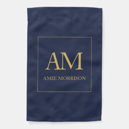 Blue Gold Colors Monogram Initial Letters Name Garden Flag