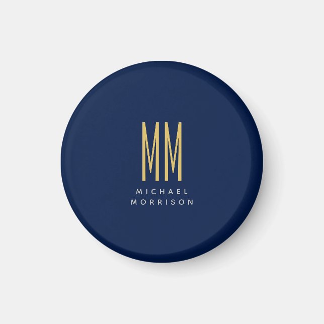 Blue Gold Colors Monogram Initial Letters Name Magnet (Front)
