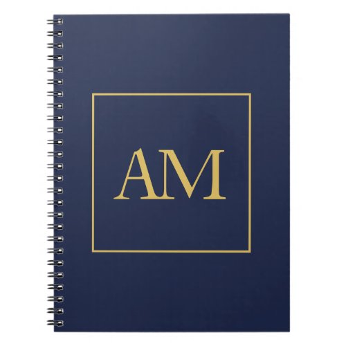 Blue Gold Colors Monogram Initial Letters Notebook