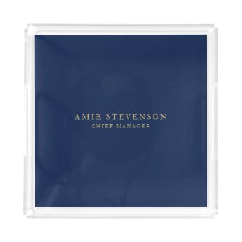Blue Gold Colors Professional Classical Plain Acrylic Tray by hizli_art at Zazzle