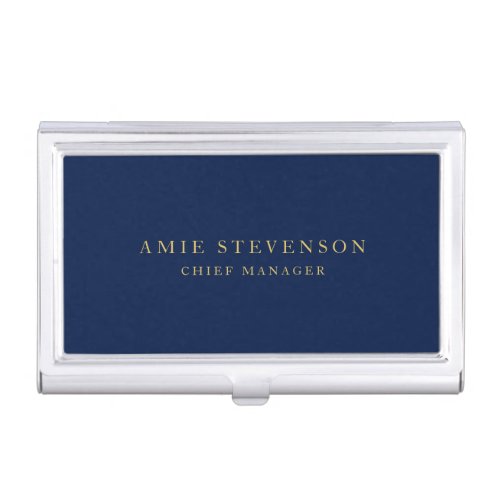 Blue Gold Colors Professional Classical Plain Business Card Case