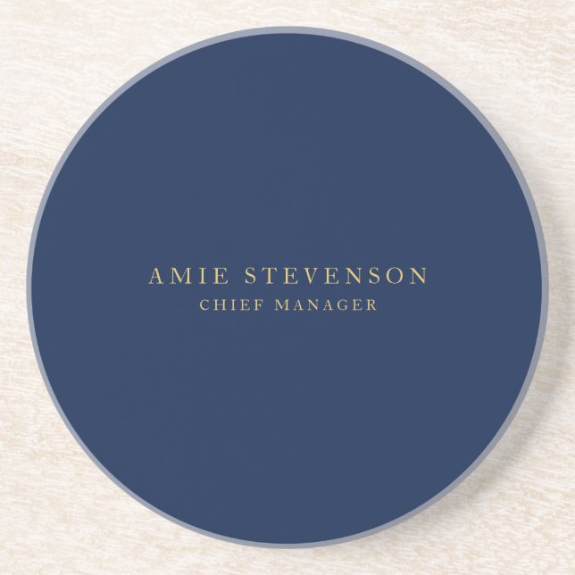 Blue Gold Colors Professional Classical Plain Coaster (Front)