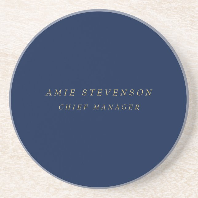 Blue Gold Colors Professional Classical Plain Coaster (Front)
