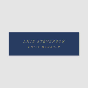 Blue Gold Colors Professional Classical Plain Name Tag