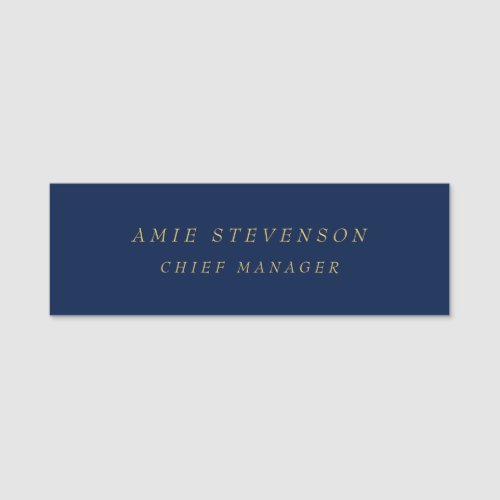 Blue Gold Colors Professional Classical Plain Name Tag