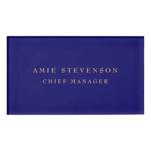 Blue Gold Colors Professional Classical Plain Name Tag
