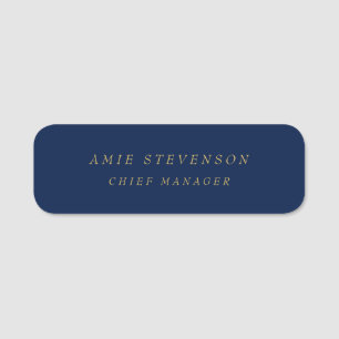 Blue Gold Colors Professional Classical Plain Name Tag