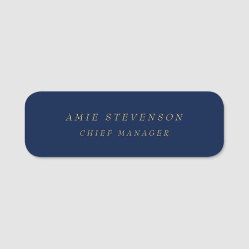 Blue Gold Colors Professional Classical Plain Name Tag