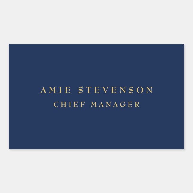 Blue Gold Colors Professional Classical Plain Rectangular Sticker (Front)