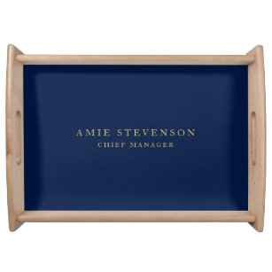 Blue Gold Colors Professional Classical Plain Serving Tray