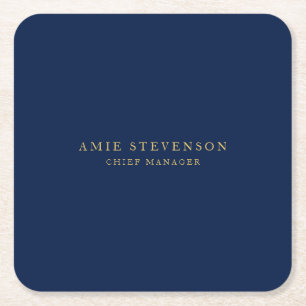 Blue Gold Colors Professional Classical Plain Square Paper Coaster