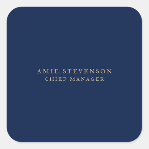 Blue Gold Colors Professional Classical Plain Square Sticker