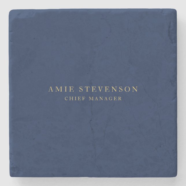 Blue Gold Colors Professional Classical Plain Stone Coaster (Front)