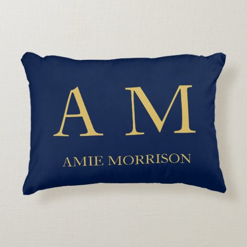 Blue Gold Colors Professional Initial Letters Name Accent Pillow
