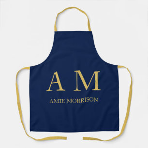 Blue Gold Colors Professional Initial Letters Name Apron