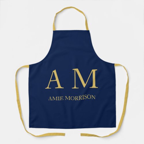 Blue Gold Colors Professional Initial Letters Name Apron