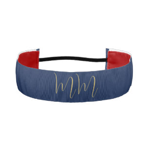 Blue Gold Colors Professional Initial Letters Name Athletic Headband
