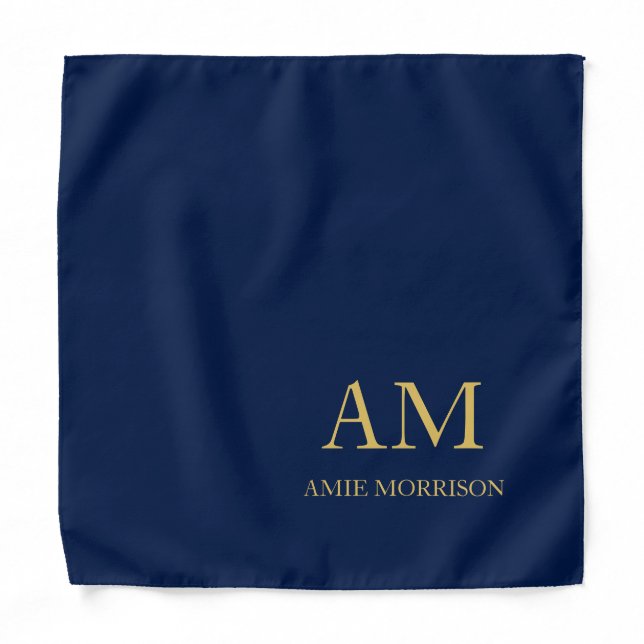 Blue Gold Colors Professional Initial Letters Name Bandana (Front)