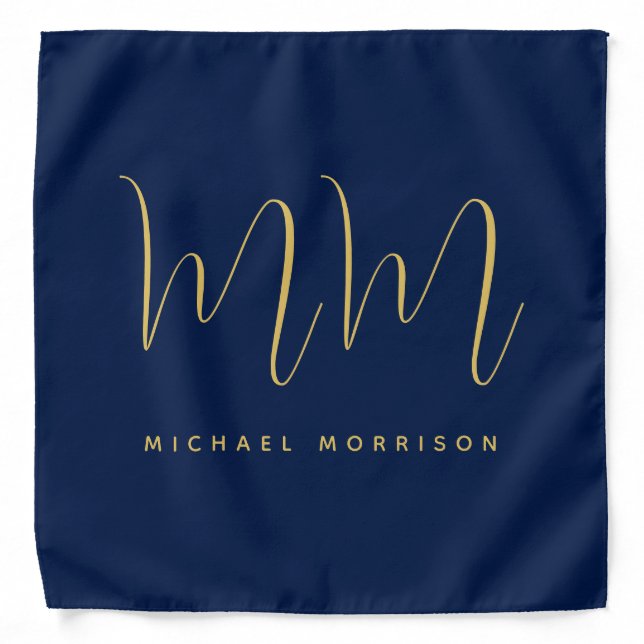 Blue Gold Colors Professional Initial Letters Name Bandana (Front)