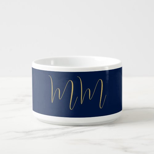 Blue Gold Colors Professional Initial Letters Name Bowl