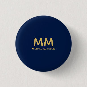 Blue Gold Colors Professional Initial Letters Name Button