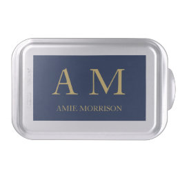 Blue Gold Colors Professional Initial Letters Name Cake Pan