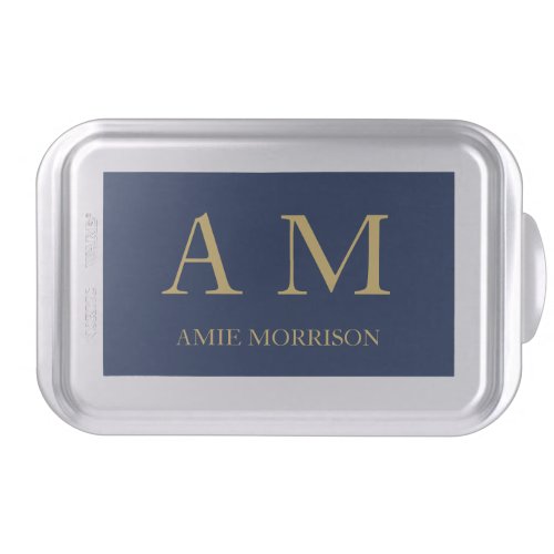 Blue Gold Colors Professional Initial Letters Name Cake Pan