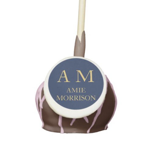 Blue Gold Colors Professional Initial Letters Name Cake Pops