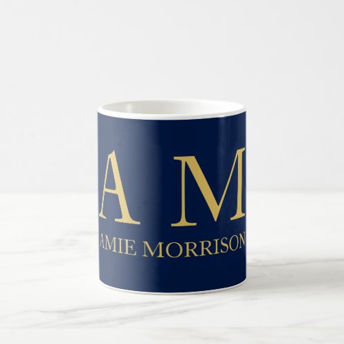 Blue Gold Colors Professional Initial Letters Name Coffee Mug