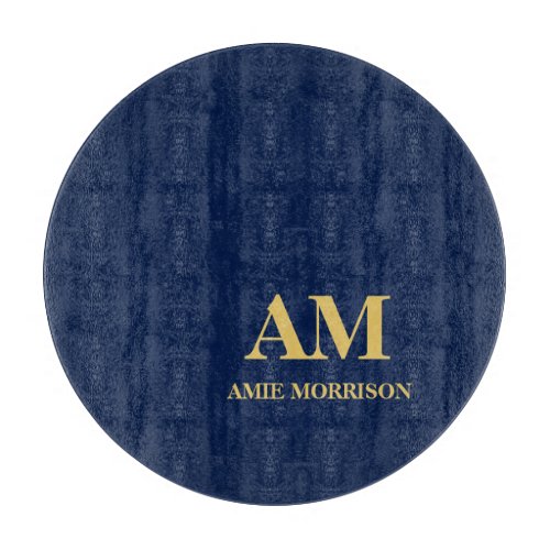Blue Gold Colors Professional Initial Letters Name Cutting Board