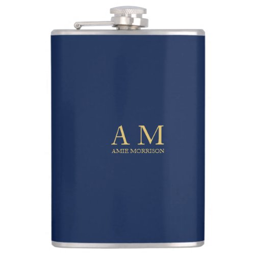 Blue Gold Colors Professional Initial Letters Name Flask