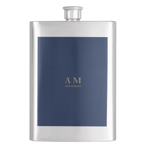 Blue Gold Colors Professional Initial Letters Name Flask