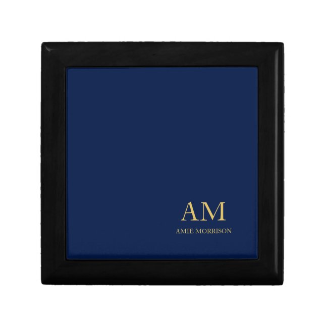 Blue Gold Colors Professional Initial Letters Name Gift Box (Front)