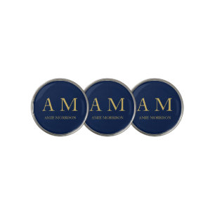 Blue Gold Colors Professional Initial Letters Name Golf Ball Marker