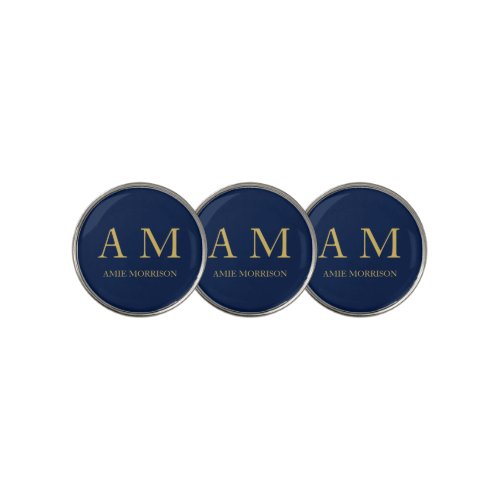 Blue Gold Colors Professional Initial Letters Name Golf Ball Marker