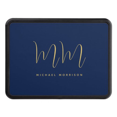 Blue Gold Colors Professional Initial Letters Name Hitch Cover