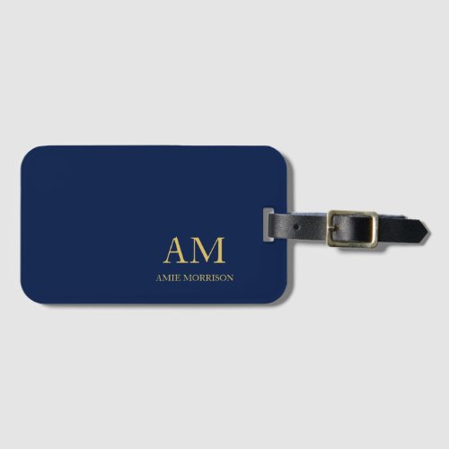 Blue Gold Colors Professional Initial Letters Name Luggage Tag