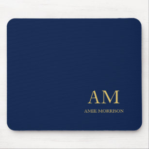 Blue Gold Colors Professional Initial Letters Name Mouse Pad