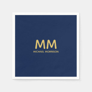 Blue Gold Colors Professional Initial Letters Name Napkins