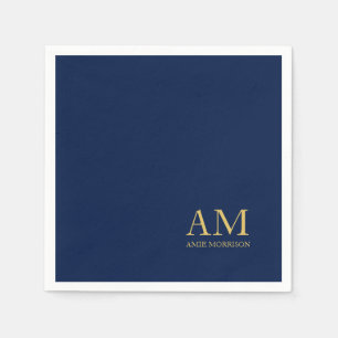 Blue Gold Colors Professional Initial Letters Name Napkins
