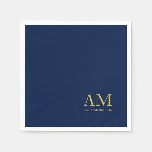 Blue Gold Colors Professional Initial Letters Name Napkins