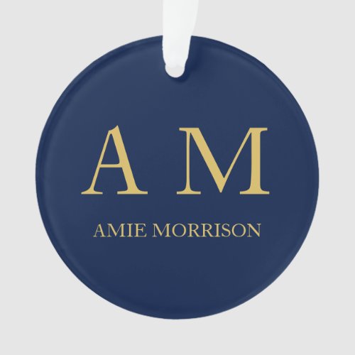 Blue Gold Colors Professional Initial Letters Name Ornament