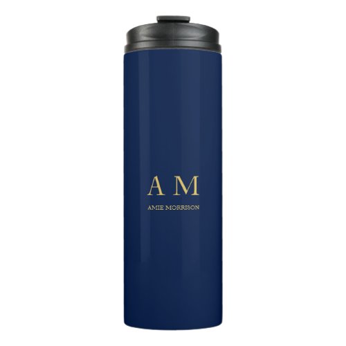 Blue Gold Colors Professional Initial Letters Name Thermal Tumbler
