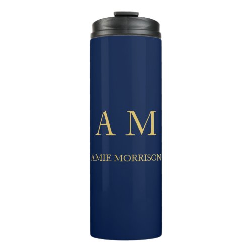 Blue Gold Colors Professional Initial Letters Name Thermal Tumbler