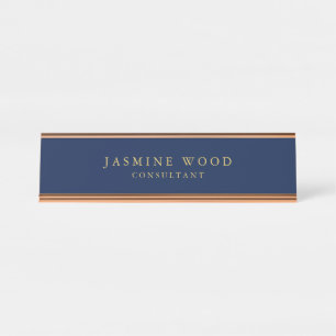 Blue Gold Colors Professional Rose Gold Desk Name Plate