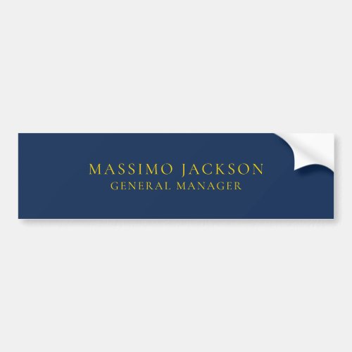 Blue Gold Colors Professional Trendy Minimalist Bumper Sticker
