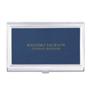 Blue Gold Colors Professional Trendy Minimalist Business Card Case