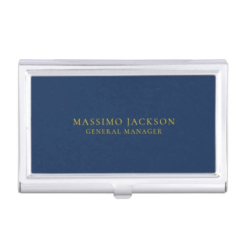 Blue Gold Colors Professional Trendy Minimalist Business Card Case