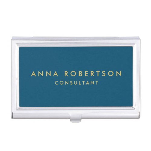 Blue Gold Colors Professional Trendy Minimalist Business Card Case